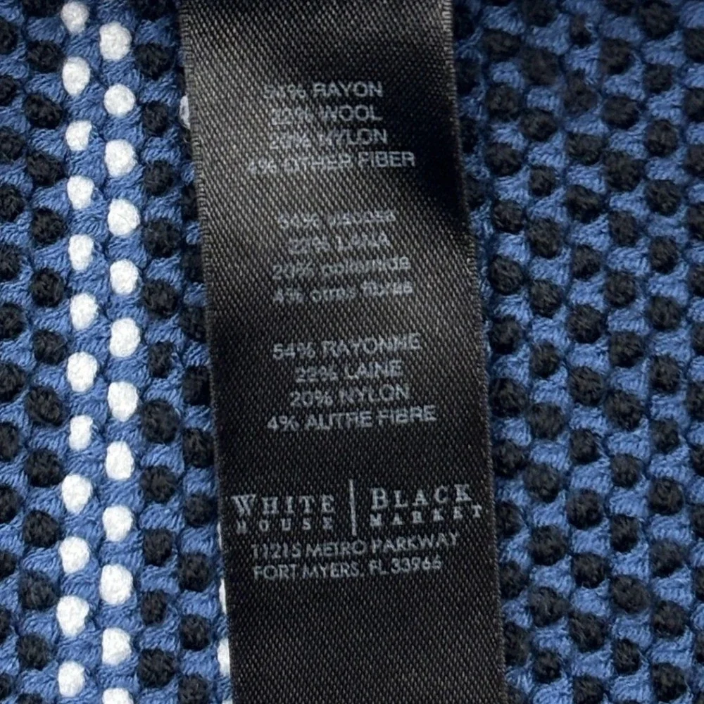 White House Black Market Dress Womens 0 Navy Blue Wool Blend Zip Mock Knit Midi